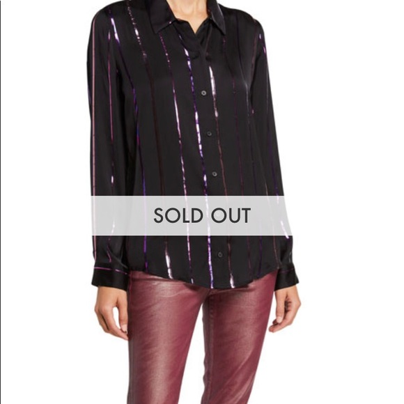 J Brand "Elena" shirt with metallic stripes. - Picture 3 of 10